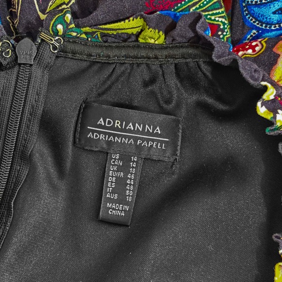 Adrianna Papell Floral Smocked Waist Tiered Ruffle Mini Dress Sz 14 Colorful - Picture 6 of 7